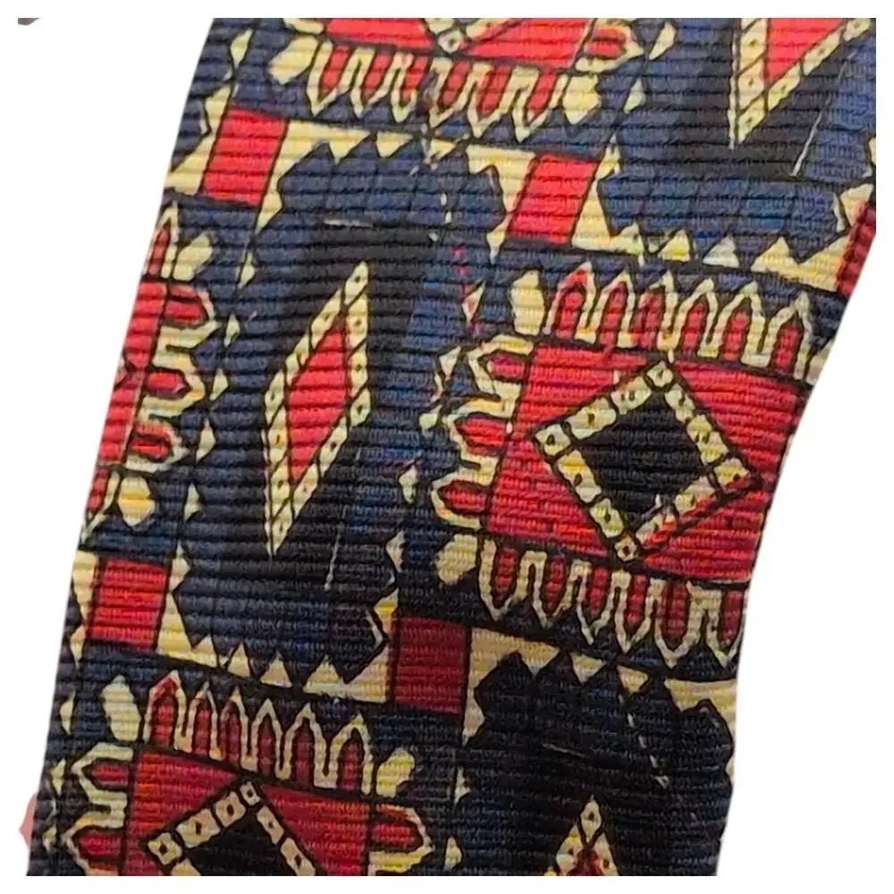 Polo Ralph Lauren Tie 100% Silk Red Blue Cream Rectangles Diamonds 90s 58.5